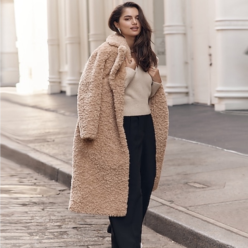 Express Belted Faux Fur Trench Coat